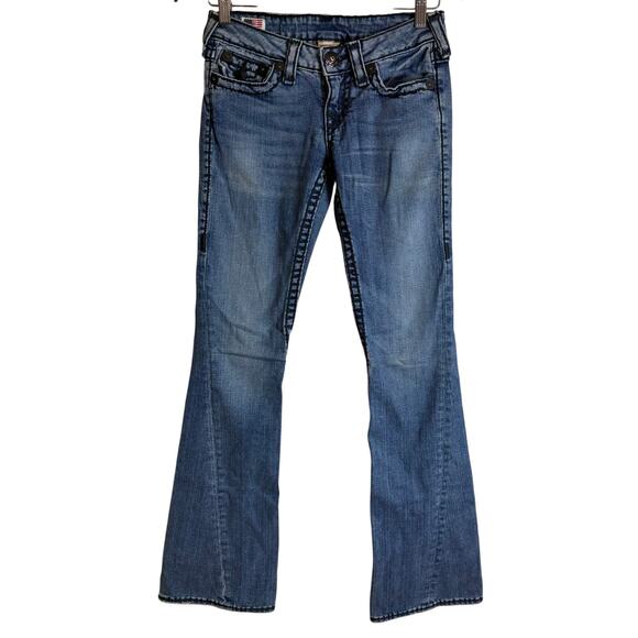 True Religion Denim - True Religion Joey Super T Flare Jeans Womens Size 25 USA Made Low Rise Bootcut